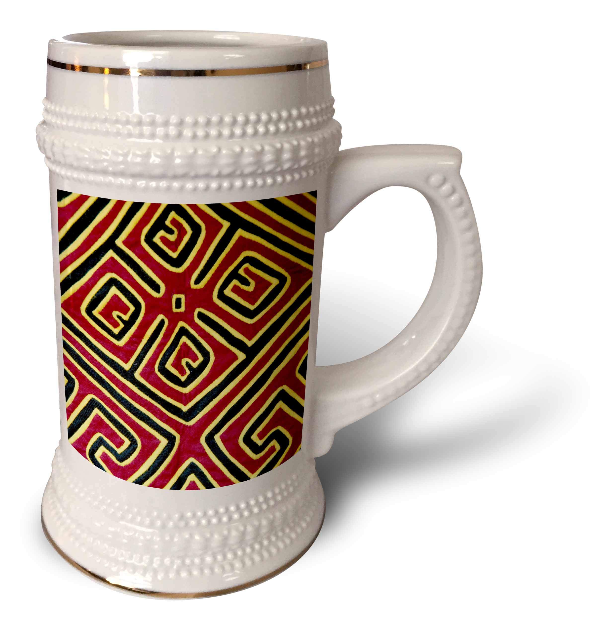 3dRosePanama, San Blas Islands, Kuna Indian mola-SA15 CMI0358-Cindy Miller Hopkins Mug, 18oz , 22oz Stein, White