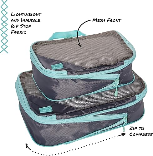 Miniatura 2 de BUILT Compression Cube 2 Piece Set, Expandable Packing Set, Luggage and Travel Organizers, Gray Quiet Shade