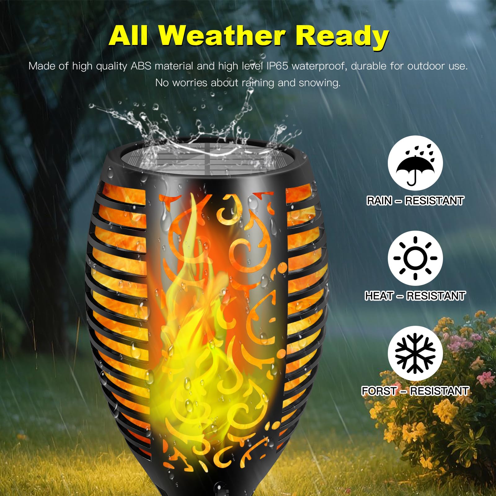 Solarleuchten für den Außenbereich, größer, 96 LEDs, Tiki-Fackeln mit flackernder Flamme, verbesserte Höhe, 109,2 cm, Außenlichter, wasserdicht, für Garten, Terrasse, Hof, Weg, Outdoor