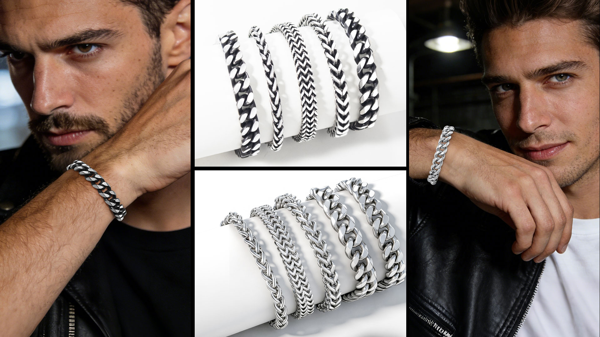 Pulsera Ahiller de Acero Inoxidable con Eslabones Cubanos para Hombre miniatura 7
