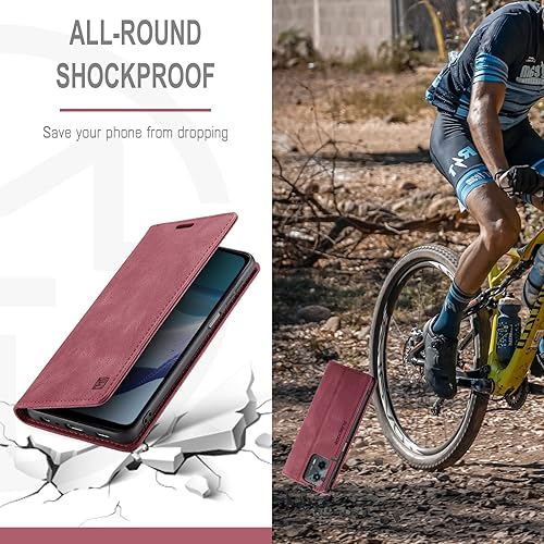 Miniatura 9 de Funda tipo cartera para Motorola G 5G 2023, protección magnética, de piel sintética, con tarjetero, ranura para efectivo, bloqueo RFID, función