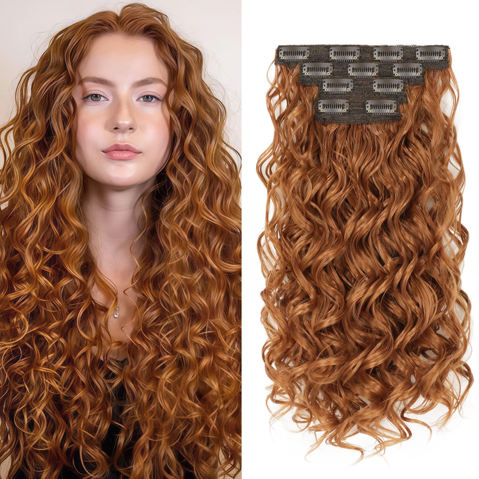 Photo 1 of Curly Clip In Hair Extensions 4PCS 20 Inch Extensions Hairpieces