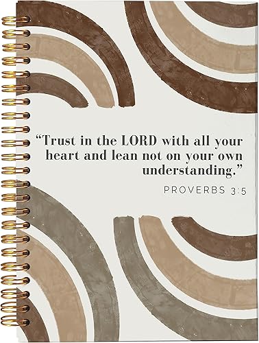 VNWEK Proverbios bíblicos 35 Trust in the Lord with All Your Heart - Cuaderno de espiral de arcoíris marrón bohemio de 5.5 x 8.3 pulgadas, cuaderno