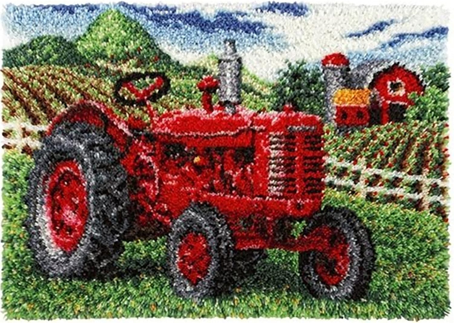 Large Size Latch Hook Rug Kits for Adults and Children 43.3 x 29.5 Inch DIY Needlework Crocheting Rug Kit with Color Preprinted Pattern