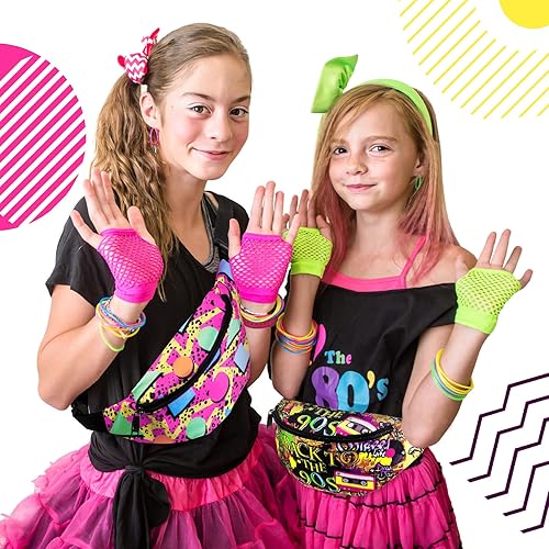 Miniatura 5 de 3 Riñoneras de los años 80 y 90, bolsas de cintura retro de neón de los años 80 y 90, accesorios de atuendo para hombres y mujeres, bolsas casuales