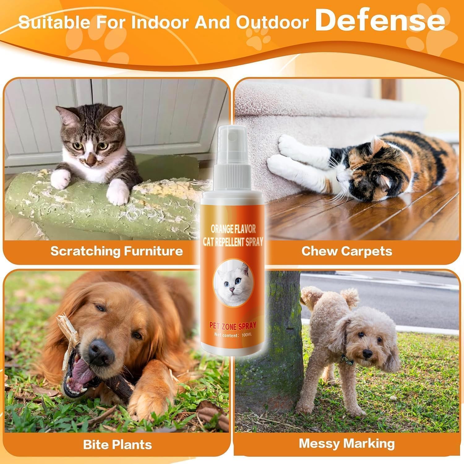 TailTrespass Cat Deterrent Spray, Natural Cat Spray Deterrent for Urine Marking & Scratching, Safe Indoor & Outdoor Effective Cat Scratch Deterrent Training Aid for Furniture - 7.0 Oz