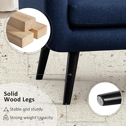 Miniatura 5 de LSSPAID Modern Accent Chairs, Upholstered Fabric Cozy Armchairs, Living Room Side Chair with Solid Wood Legs, Blue Azul,Beige,marrón (Brown Set of