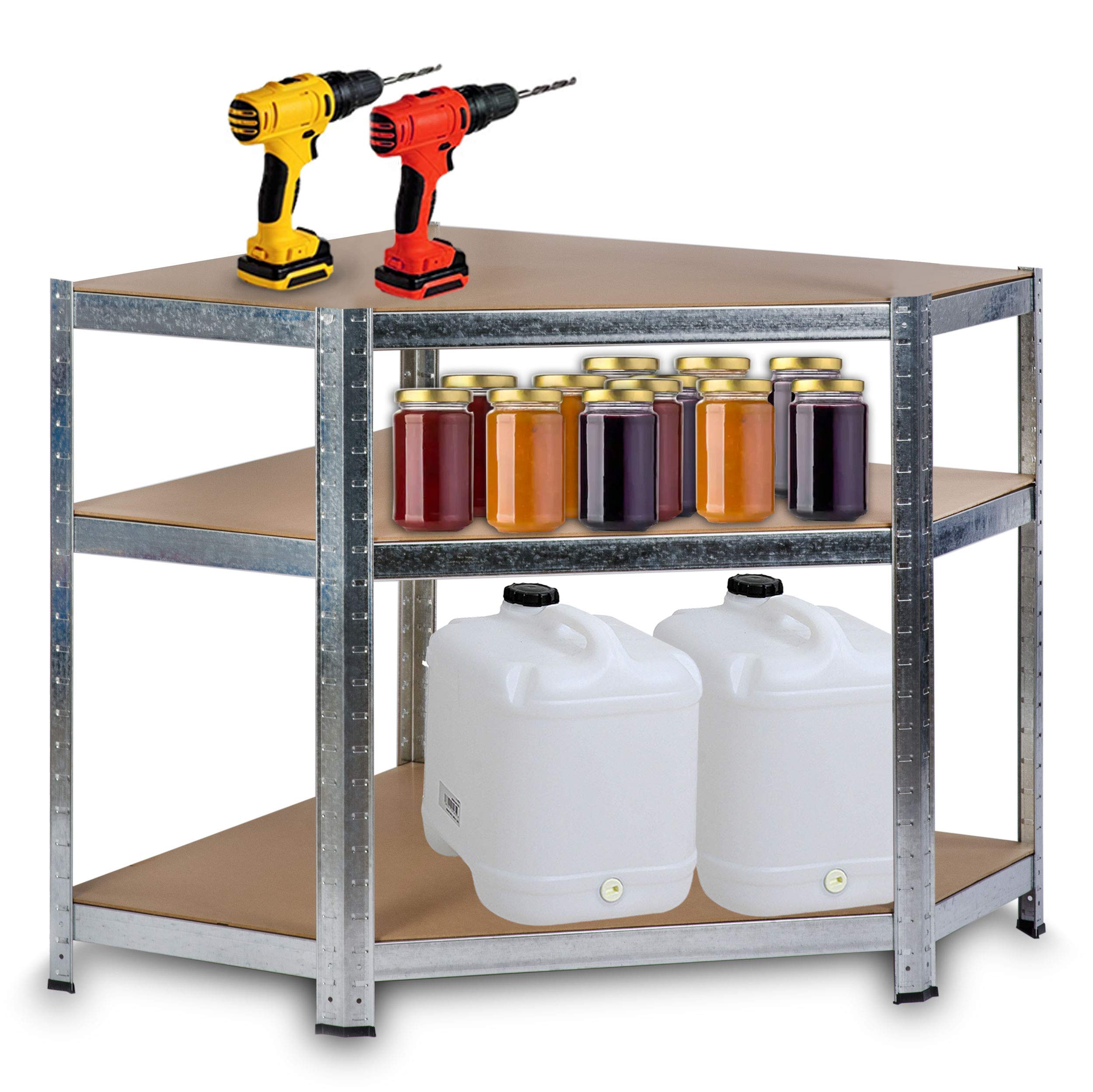 Humberg Lagerregal Regale Abstellraum Eckregal Steckregal Kellerregal Werkstattregal Schwerlastregal 2in1 180x90x40cm mit 5 Böden Maximale Belastung 500 KG