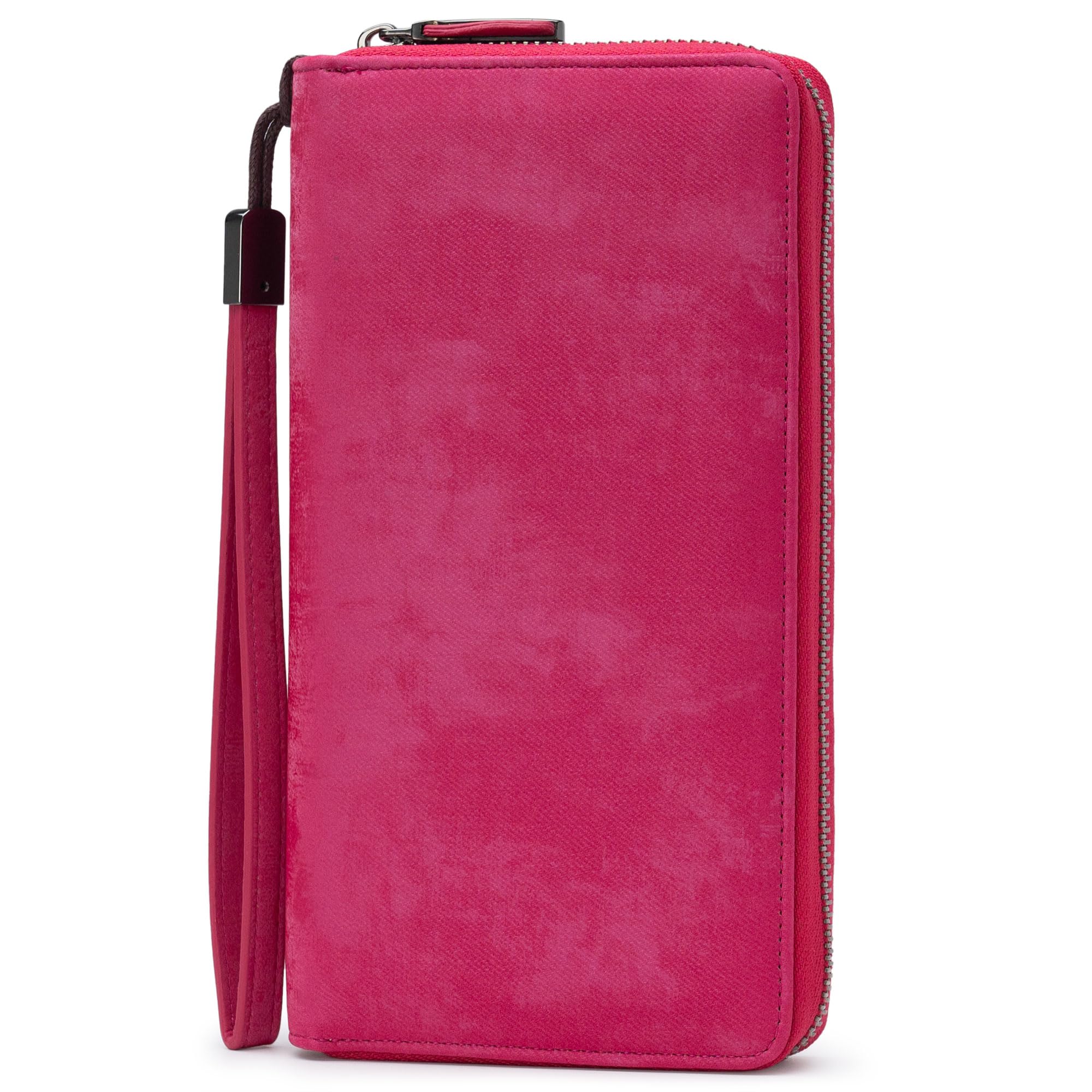 Bveyzi Women RFID Blocking Wallet Leather Zip Around Phone Clutch Large Capacity Ladies Travel Purse Wristlet | RFID Blocking, Zip Around, Large