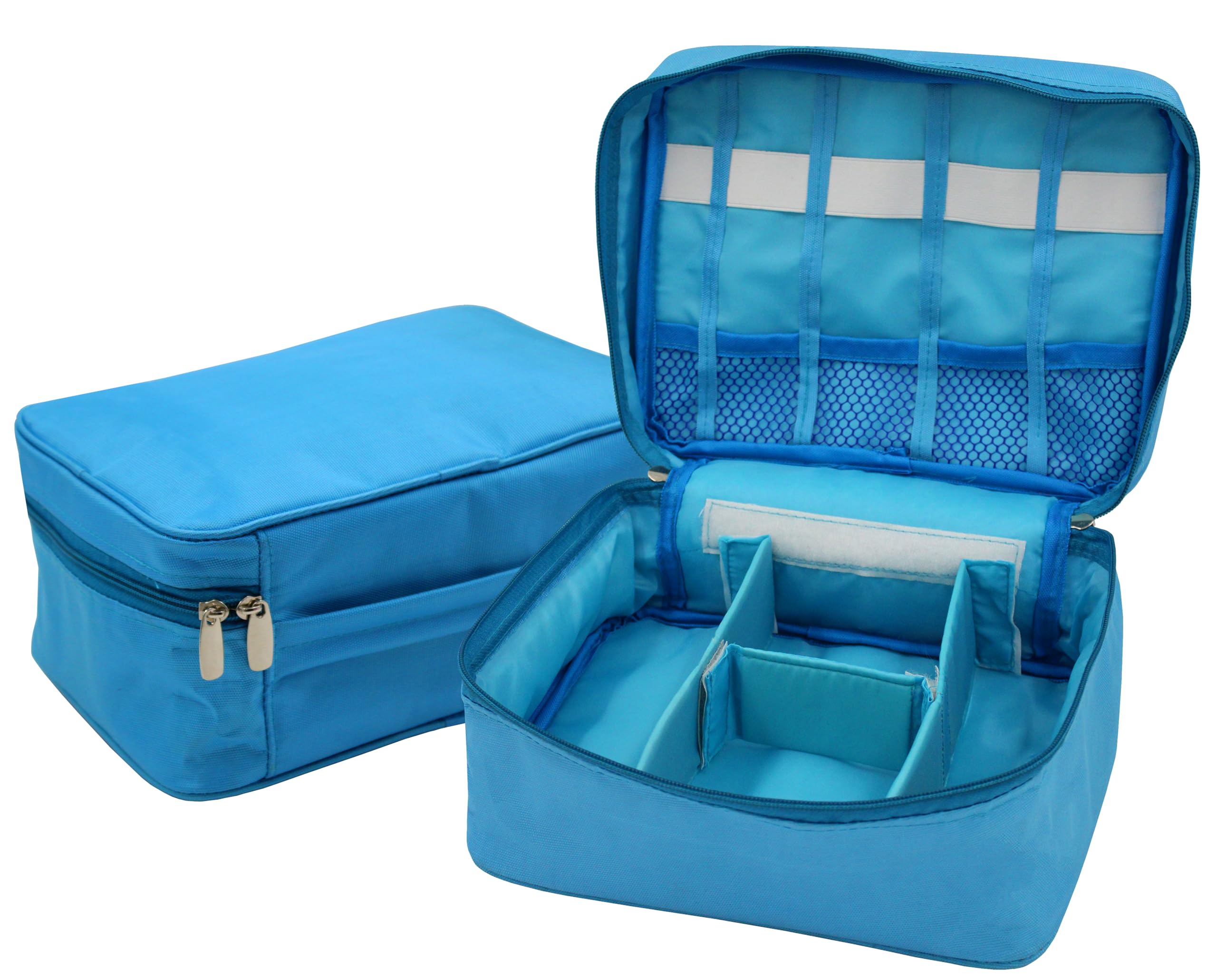 LUCES® Electronics Organizer Accessories Bag Storage Carrying Case for Adapter Cable Gadget Charger Mouse Power Bank SSD HDD (Sky Blue)-image-43