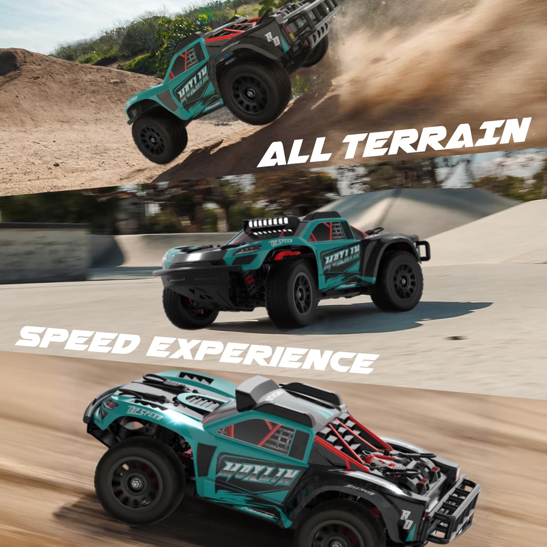 Hosim Voiture télécommandée sans balais 1:14, 3S Lipo 50 mph, voiture RC rapide étanche, tout-terrain RC 4 x 4, camion monsterTruck RC adulte