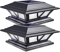 SIEDiNLAR Solar Post Cap Lights for 4x4 5x5 6x6 Posts - 2 Modes Warm/Cool White LED Outdoor Deck Fence Lights, 2 Pack Black