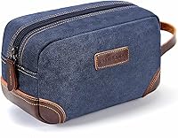 Vista 14 de emissary Bolsa de Aseo para Hombres de Cuero y Lona Neceser de Viaje Kit Dopp para Hombres Bolsa de Afeitar para Accesorios de Viaje, Café, L