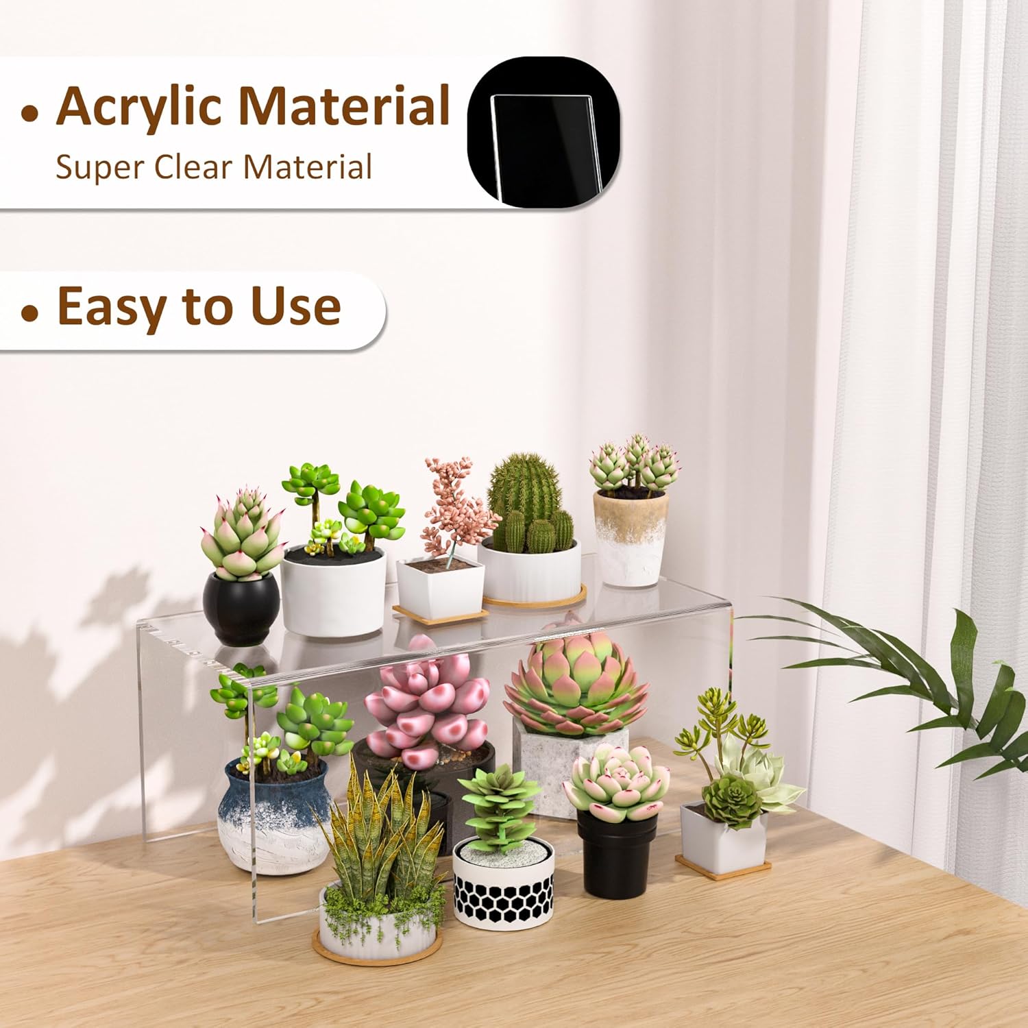 Sezanrpt Acrylic Shelf Riser 12x5.5x5 pack of 2, Countertop Acrylic Display Storage Organizer for Funko Pop Figure, Cosmetics, Bags, Shoes, Toys, Collectibles, 12x5.5x5 Inch