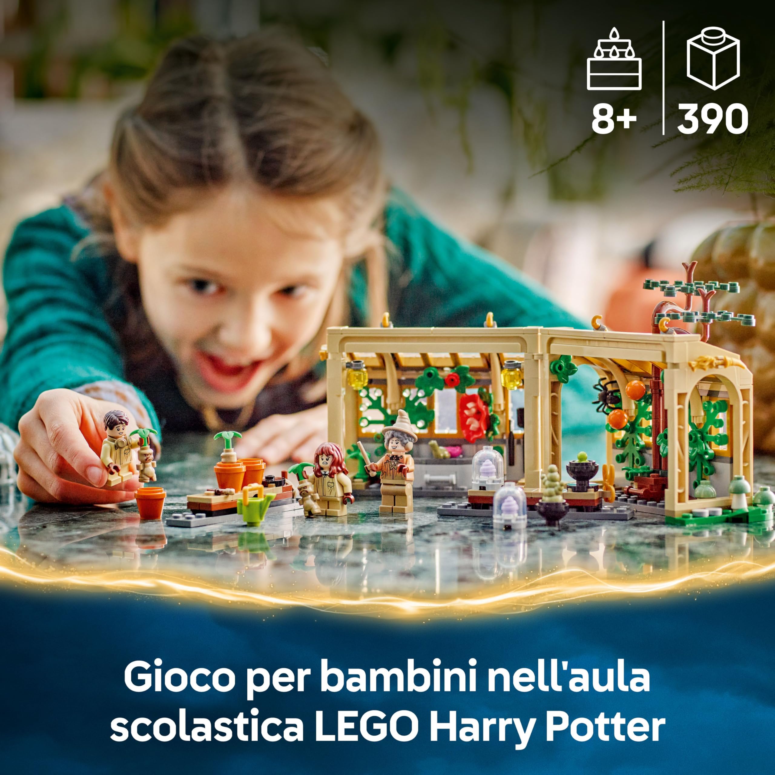 LEGO Harry Potter Castello di Hogwarts: Lezione di Erbologia con 3 Minifigure tra cui e Hermione Granger e Neville Paciock e 3 Piante Giocattolo di Mandragola - Regalo per Bambini da 8 Anni - 76445