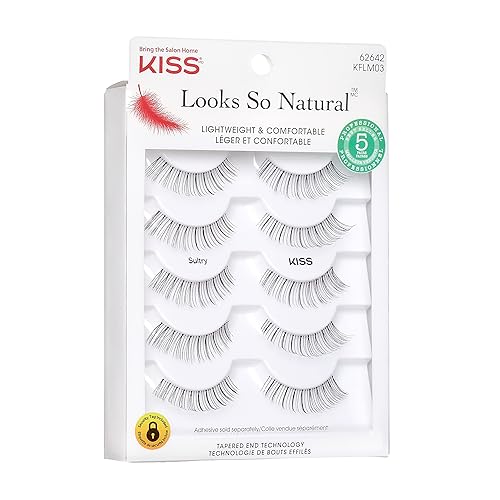 Miniatura 6 de KISS Looks So Natural - Pestañas postizas multipaquete, ligeras y cómodas, tecnología de extremo cónico, reutilizables, sin crueldad, aptas para