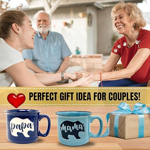 Vista 37 de Mama Bear & Papa Bear 15 oz Coffee Mug Set - Cute Coffee Cup Gift Set for Men and Women - Unique Fun Gifts for Couples, Parents, Grandparents for