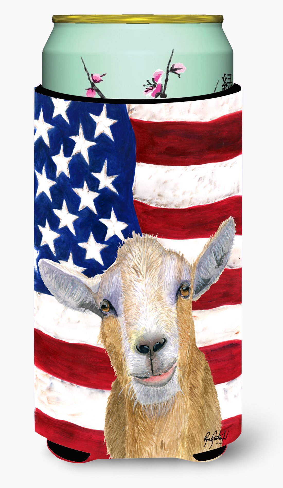 Caroline's TreasuresRDR3028TBC Goat Tall Boy Hugger Can Cooler Sleeve Hugger Machine Washable Drink Sleeve Hugger Collapsible Insulator Beverage Insulated Holder