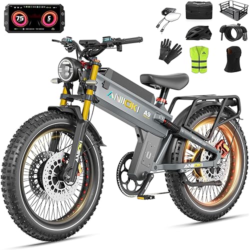 A9 Pro Max Dual Motor Ebike,Electric Bike with 60V 70/80ah Battery,45+ Mph Top Speed, 26 * 4.8" Fat Tire Dirt Bike, 200 Miles Commuting Bike，2025 Upgraded Version