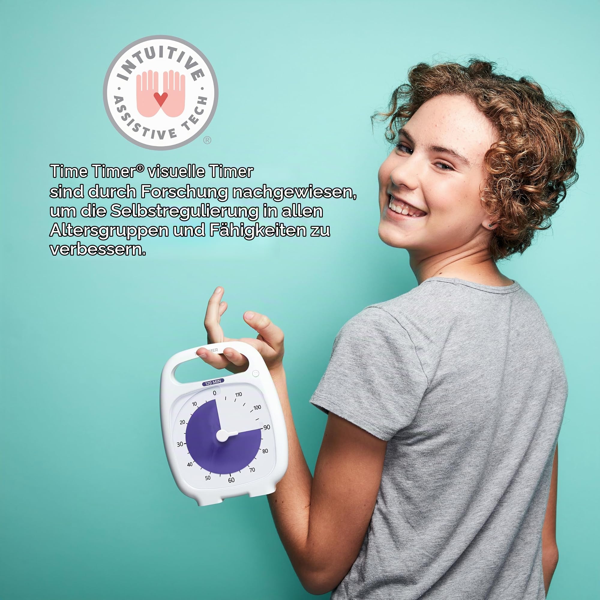 TIME TIMER PLUS 120-Minuten Visueller Analog Timer Uhr - Optionaler Aktustischer Alarm (Lautstärkeregler) Kein lautes Ticken; Zeitmanagement-Tool (Weiß)