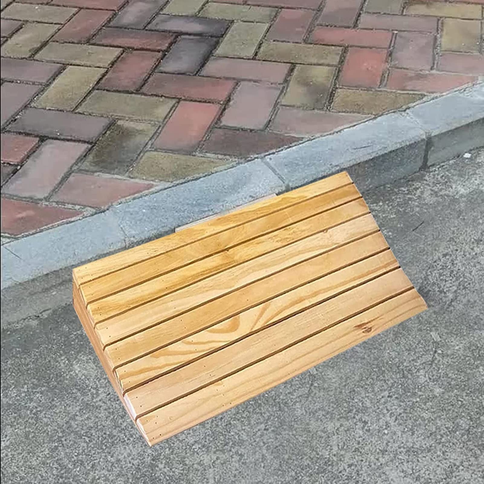 Hölzerne Schwellenrampe, 5 Zoll/ 6 Zoll/ 7 Zoll Anstieg Rollstuhlrampen für Türen, rutschfeste Einstiegsrampen für Haus-/Haustüren (Size : 50x45x18cm/19.7x17.7x7in)