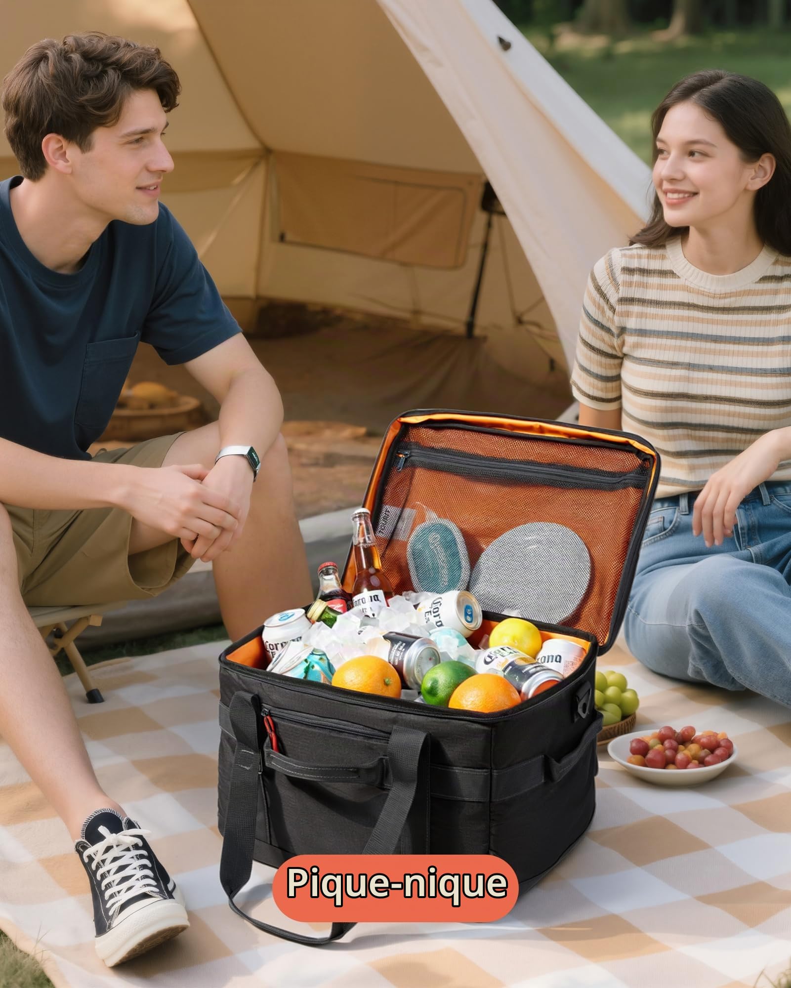 TOURIT Sac Isotherme Glacière Souple de Grande capacité de 40 canettes Refroidisseurs de déjeuner 32L pour Pique-Nique, Plage, Travail, Camping, Voyage