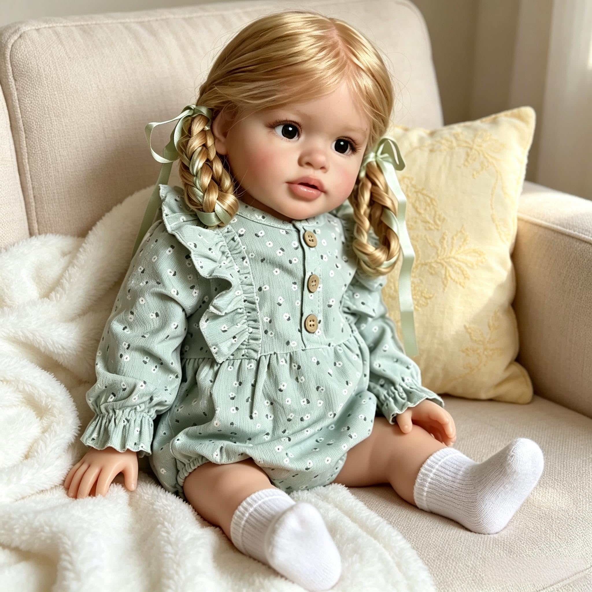 RXDOLL Reborn Kleinkind-Puppe, 66 cm, weicher Vinyl-Stoffkörper, lebensechte Babypuppen mit verwurzeltem Haar, realistische Neugeborenenen-Babypuppe, echte Größe, Reborn-Babys für Kinder ab 3 Jahren