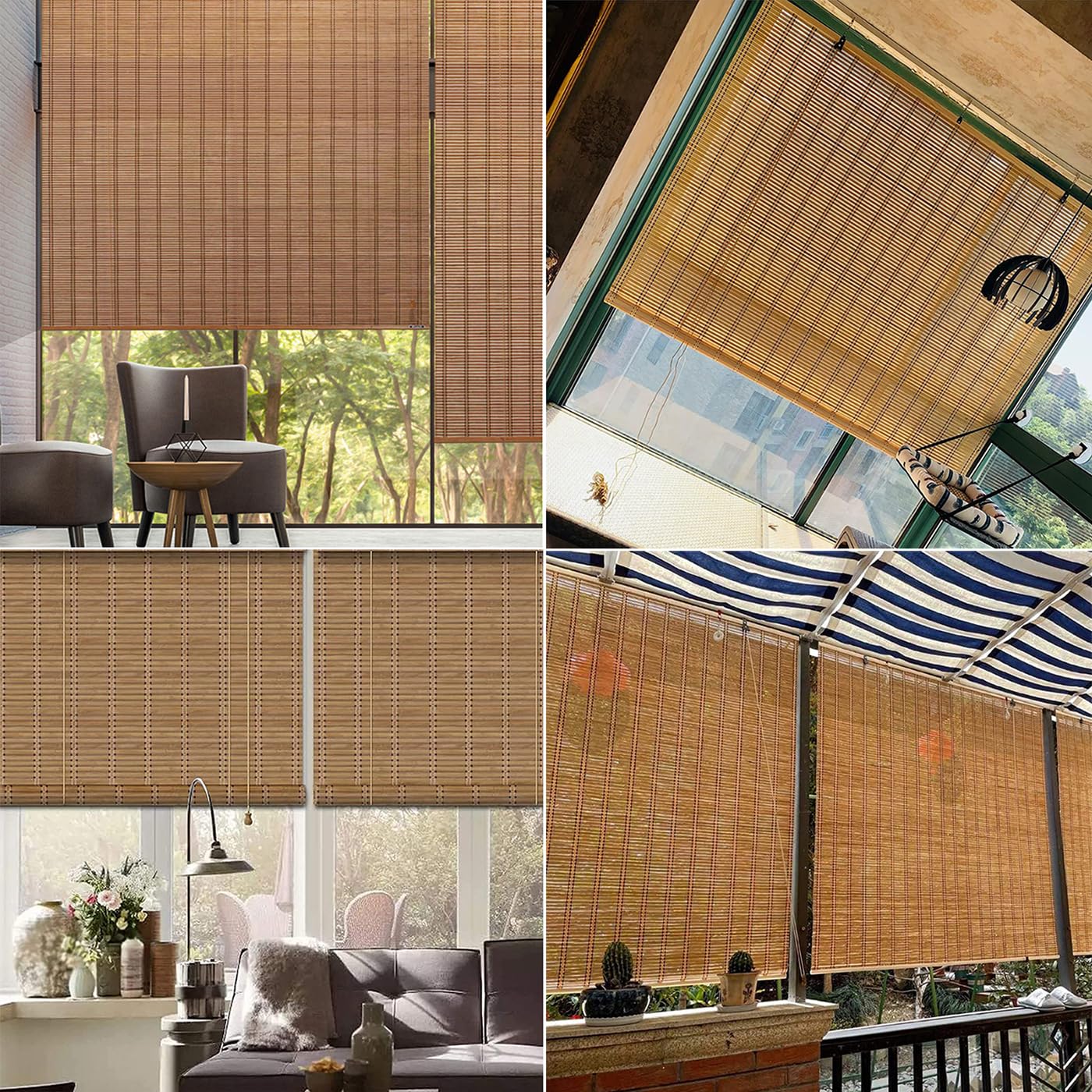 Tenda A Rullo In Bambù 110x150 Cm - Parasole Naturale Per Interni/Esterni, Stile Retrò - Foto 8
