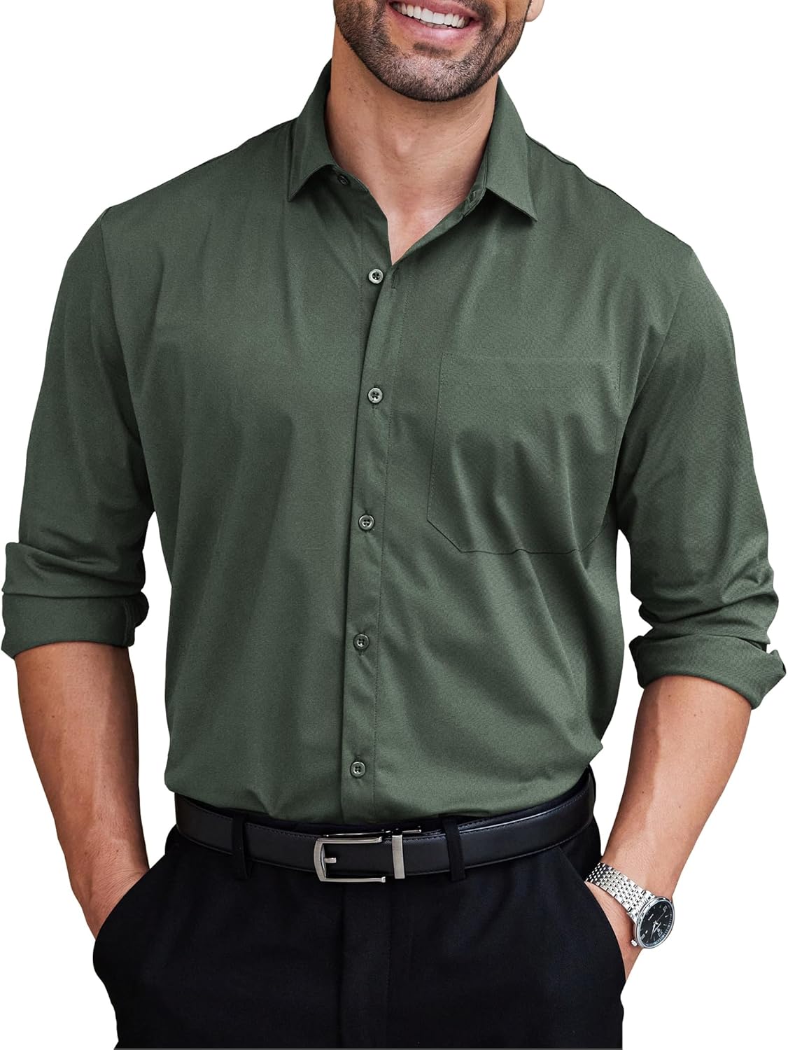 COOFANDY Mens Dress Shirts Long Sleeve Wrinkle Free Shirt Textured Business Casual Button Down Shirt