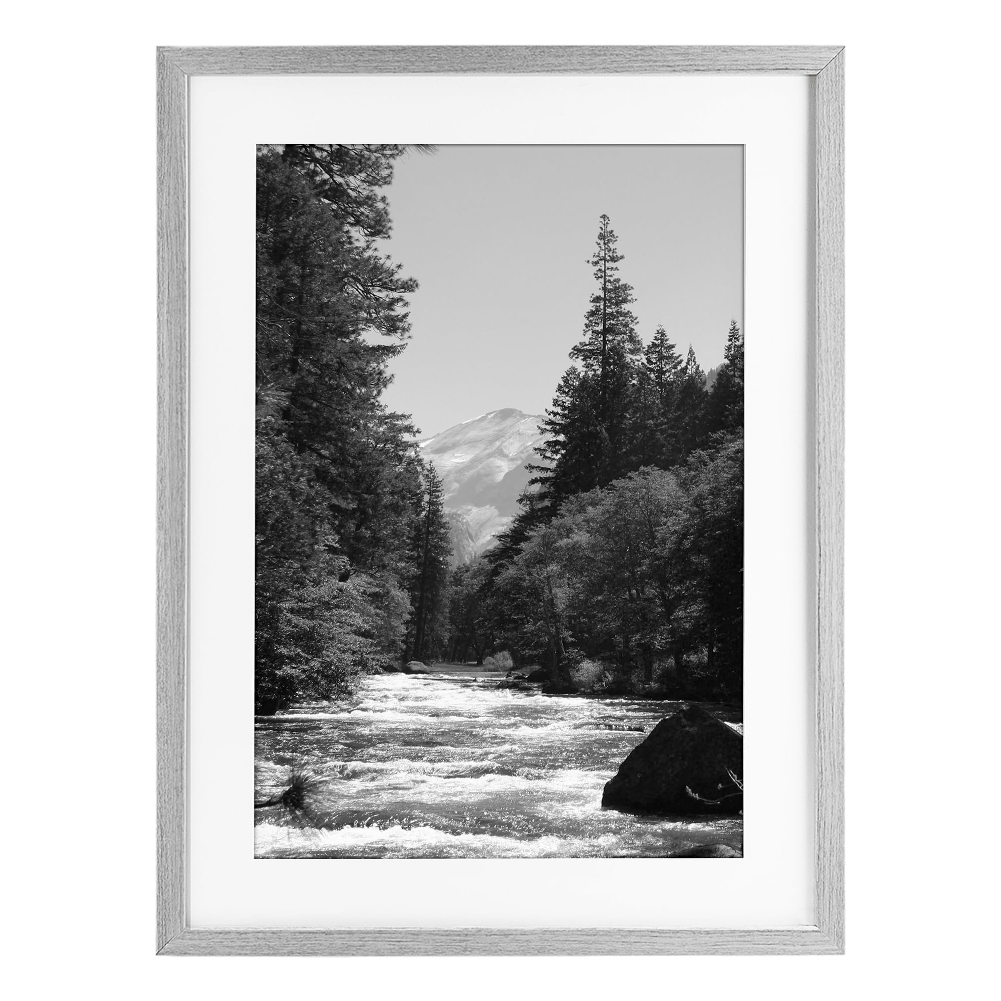 Stupell Industries Farmhouse Gray (Textured) Merced River Flow Scenic Landscape, 14 X 20 Inch Framed Print Under Glass