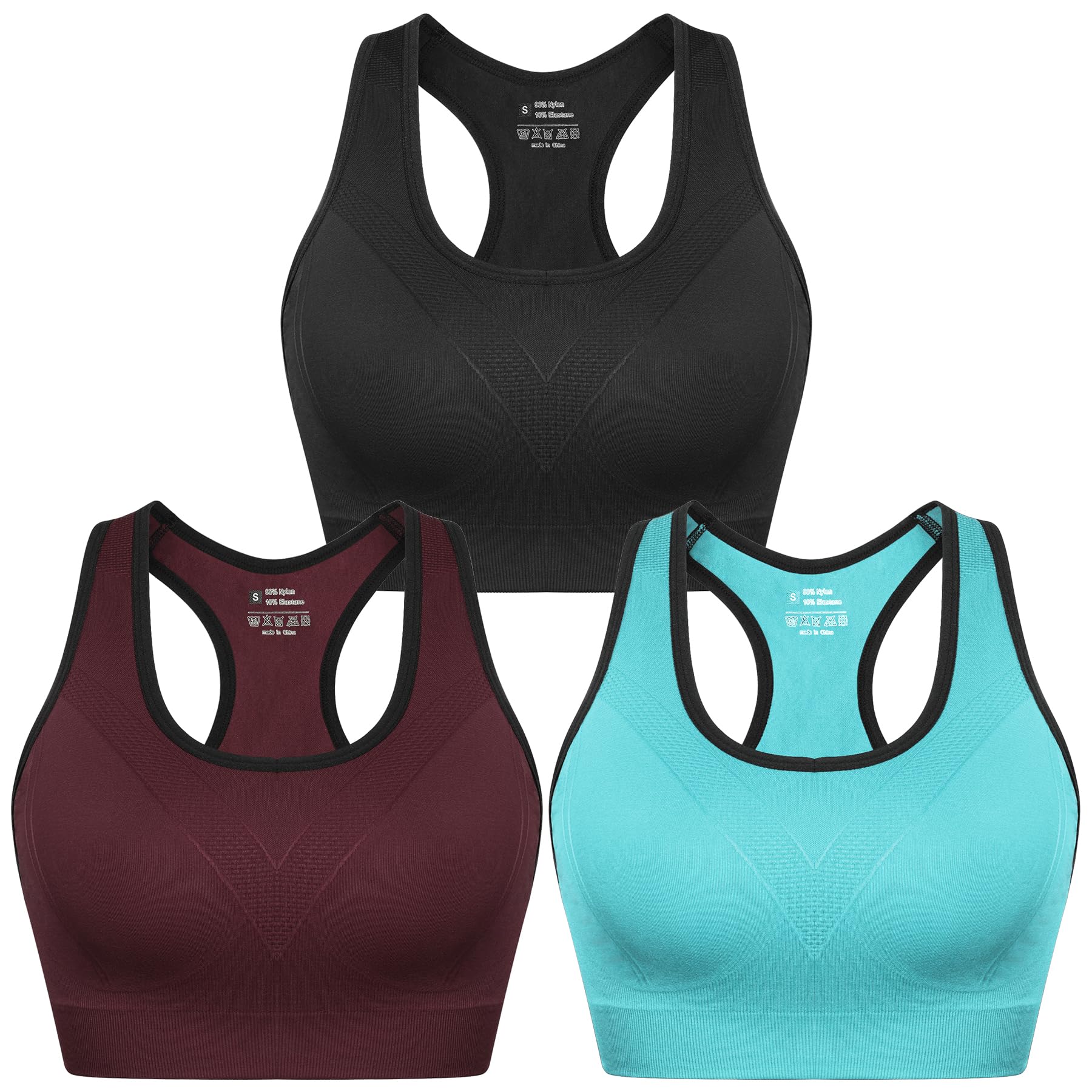 Sykooria Donna Reggiseno Sportivo Reggiseno da Allenamento Senza Ferretto Top Fitness Donna Palestra Imbottito per Ginnastica Yoga S-XXL