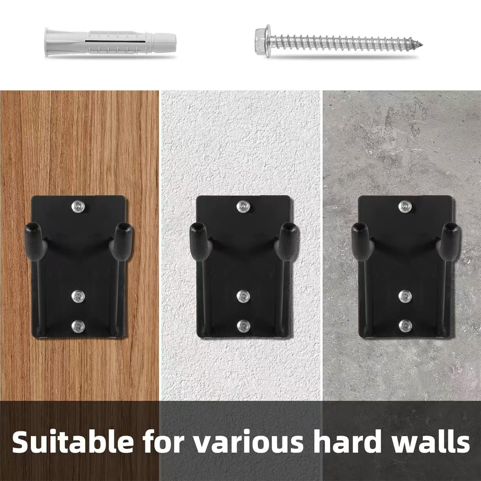 RIZGHWOY Ganci da Garage Resistenti,Supporti con Base Larga for | Metallo Antiruggine, estremità Piatta Salda, Supporto da Parete per Attrezzi