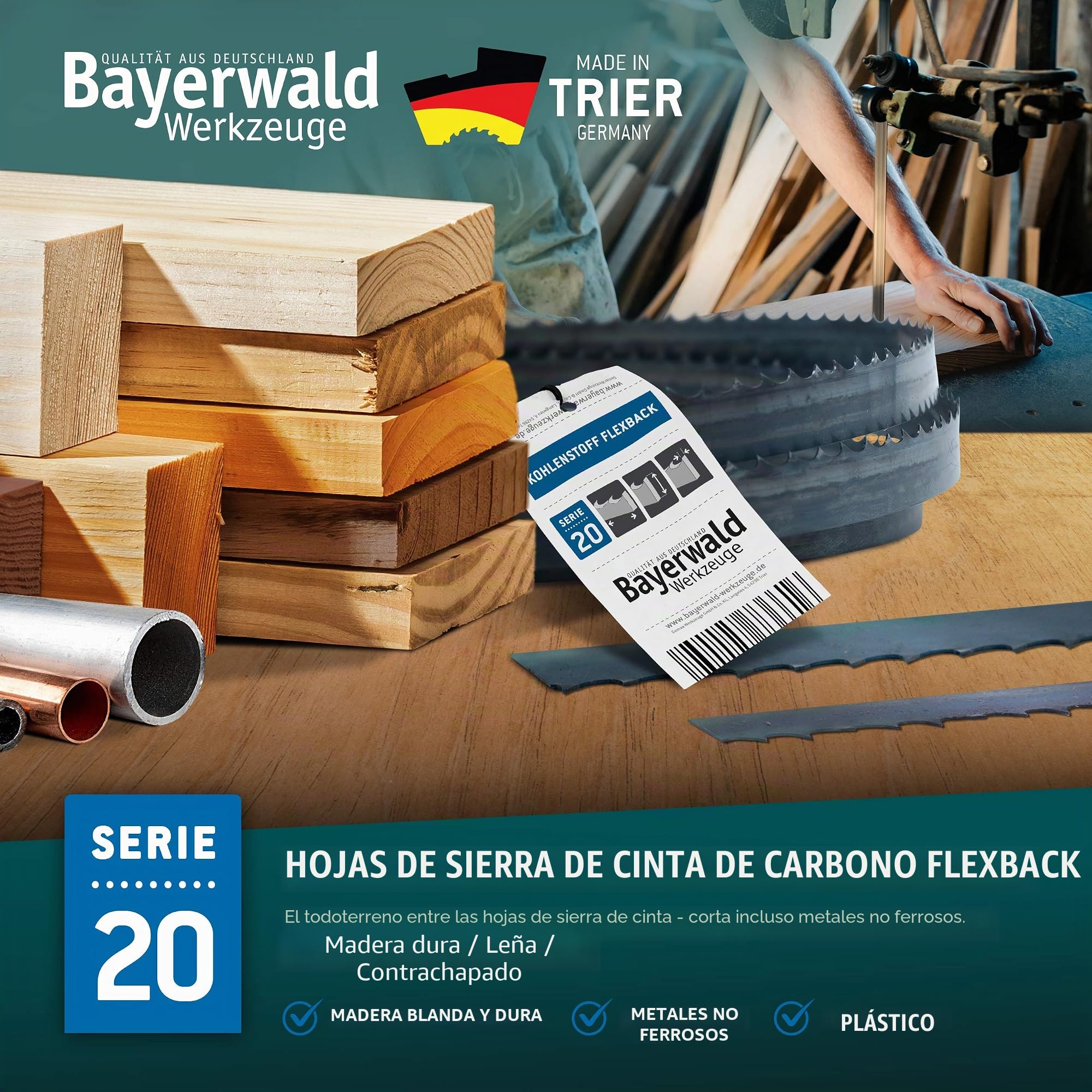 Bayerwald - Hoja de sierra de cinta (1790 x 10 x 0,36 x 6 dientes por pulgada / 4 mm ZAB)