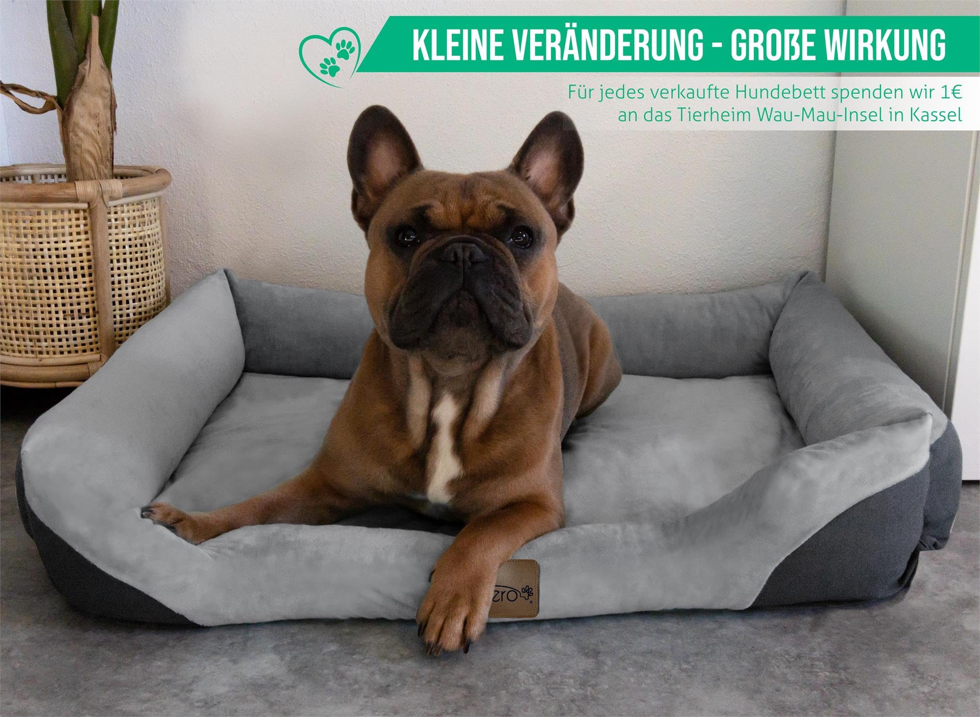 normani Hundebett Hundekissen für kleine, mittelgroße und große Hunde - waschbare Hundekörbchen mit hohem Rand 80x120, 70x100, 60x80, 40x50 Grau 70 cm x 100 cm