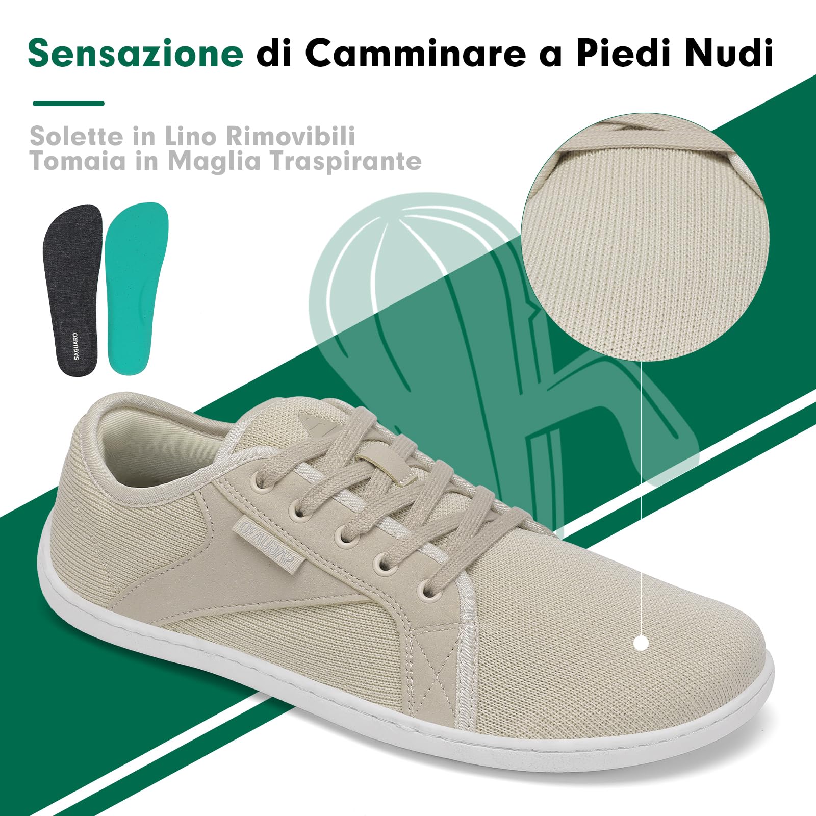 SAGUARO Unisex Knit Scarpe Barefoot con Suola Zero Drop, Luck Ⅰ, Taglie 36-48