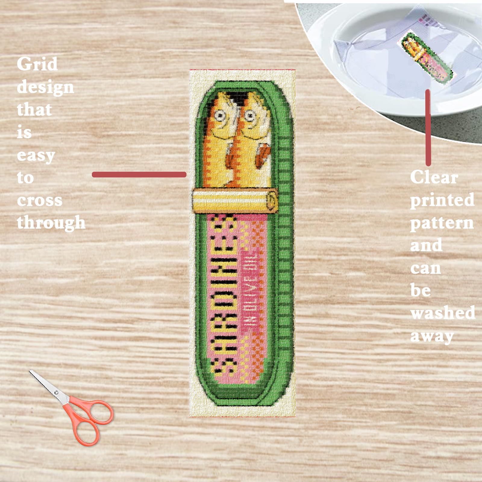 Cross Stitch Bookmark Kit - Canned Fish Designs -3 Cross Stitch Bookmark Kit - Canned Fish Designs -3