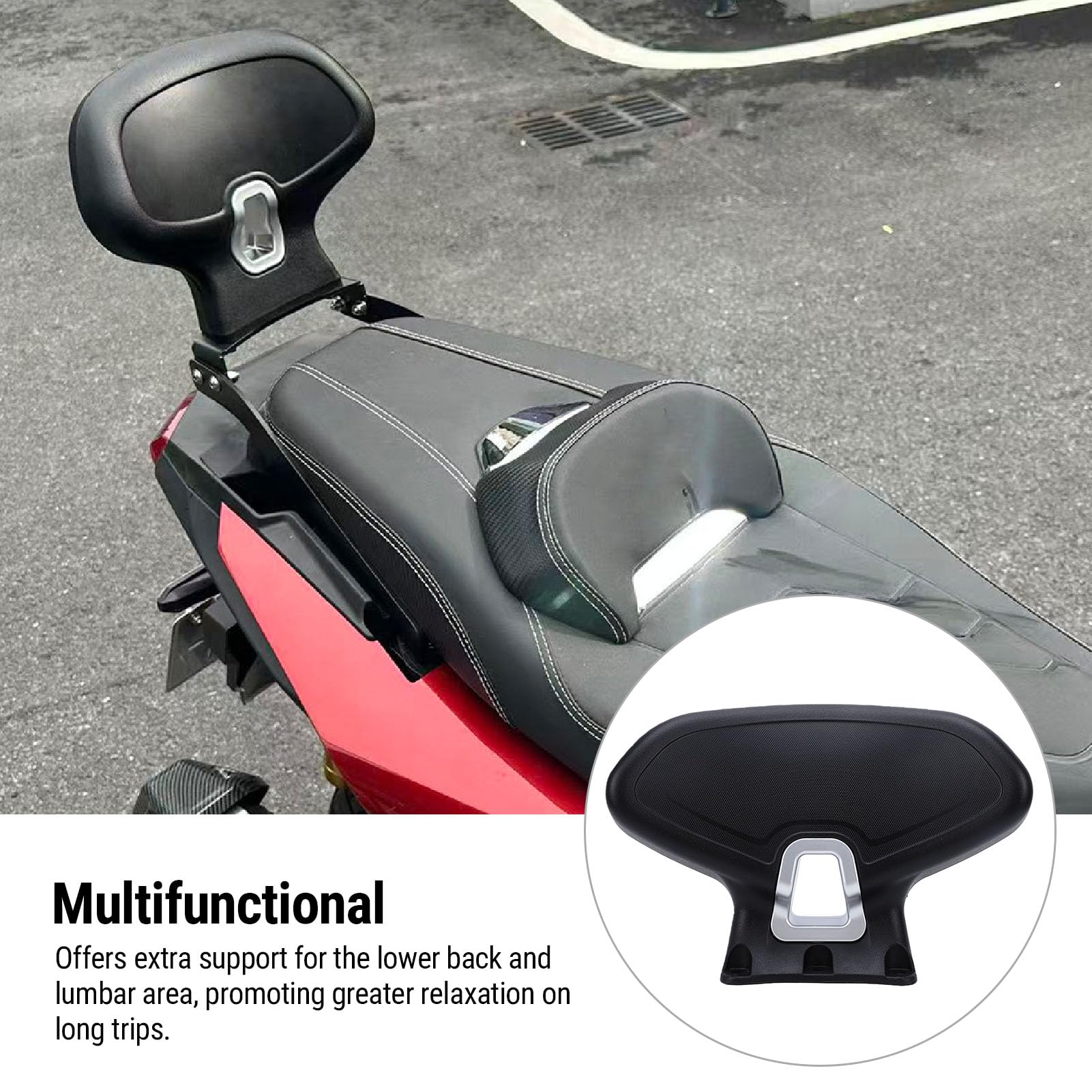 Respaldo de Motocicleta Cómodo Impermeable Alta Elasticidad para ADV160 ADV350 Seguridad Mejorada y Soporte Adicional para Conductores, Hecho de Aleación de Aluminio, Apto para ZONTES 368G
