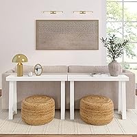 Vista 9 de Plank+Beam Mesa consola de madera maciza, 46 pulgadas, mesa de sofá, mesa de entrada estrecha para pasillo, detrás del sofá, sala de estar, Blanco