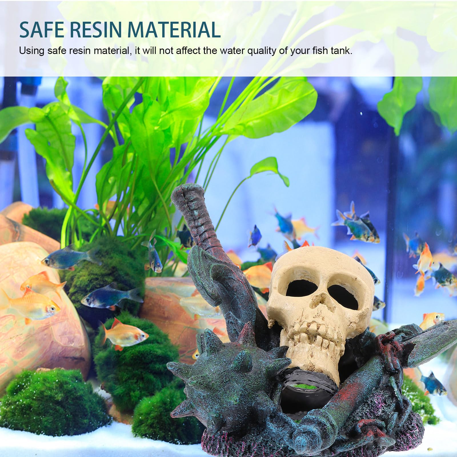 Abaodam 3 Stück Totenkopf Dekoration aus Kunstharz für Aquarium und Fischbecken Kompakt und Stabil Aquarium Deko für Einzigartige Unterwasserlandschaften