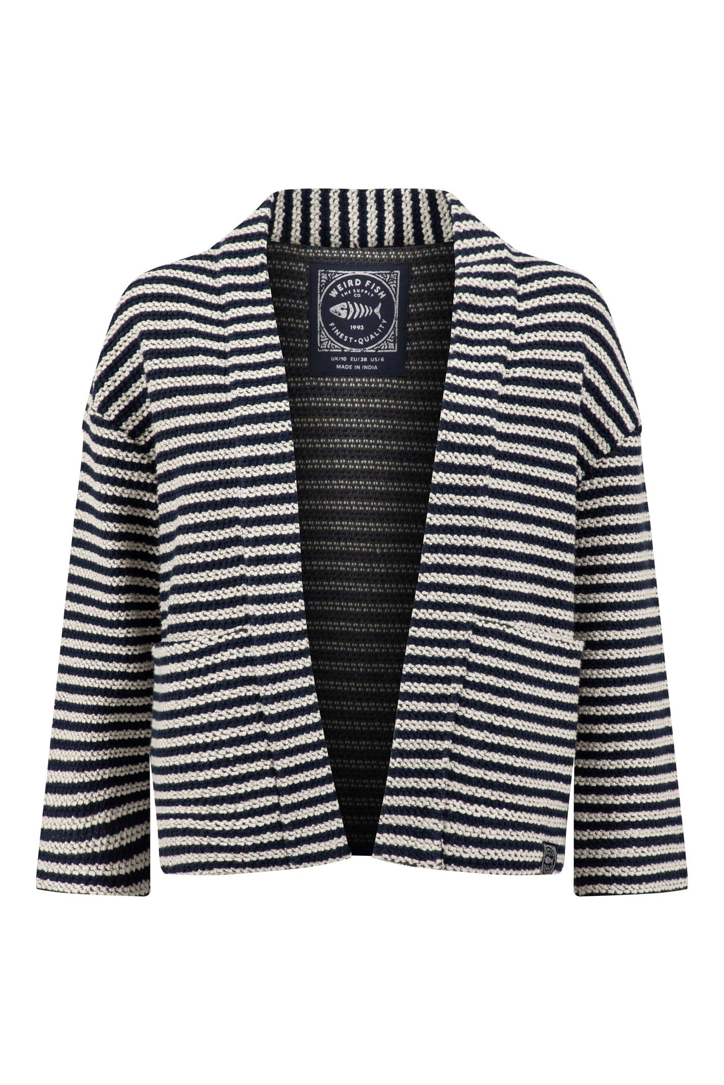 Weird Fish Women's Ecru Arlow Striped Macaroni Kimono Cardigan In | Size: 16