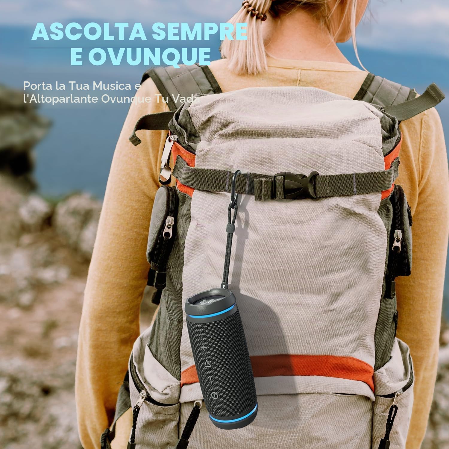 W-KING Cassa Bluetooth Portatile Potente 36W PEAK, Altoparlante Impermeabile IPX6, 360° HI-FI Bassi Potenti, Bluetooth 5.4, Chiamata in Vivavoce, Vero Stereo Senza Fili, AUX, Tipo-C
