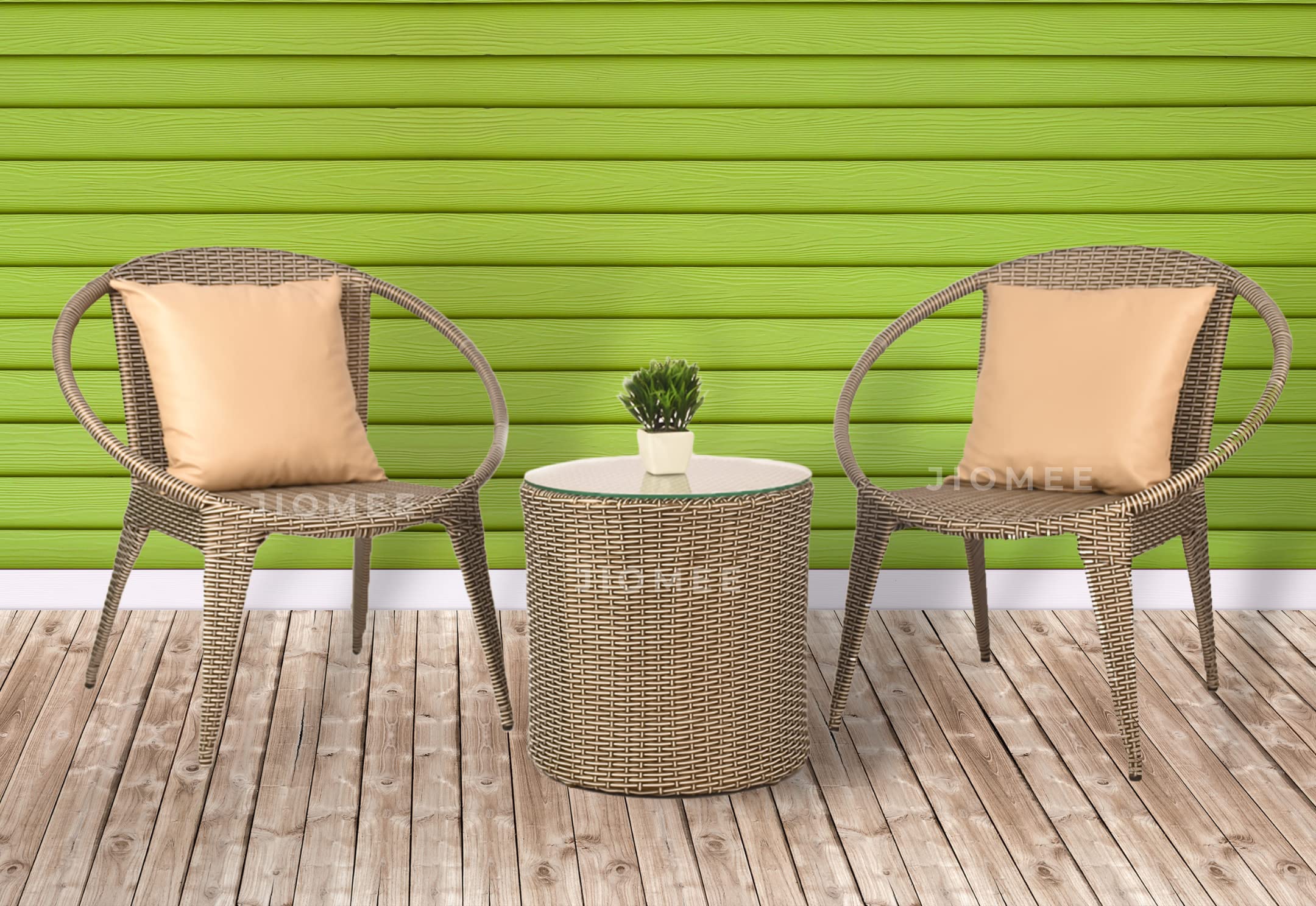 Kimber Street™ Outdoor-Indoor Premium PE Rattan Golden Brown Wicker Patio Stackable Ring Style 2 Seater Coffee Chair and Table Set (Beige Cushion)-image-19