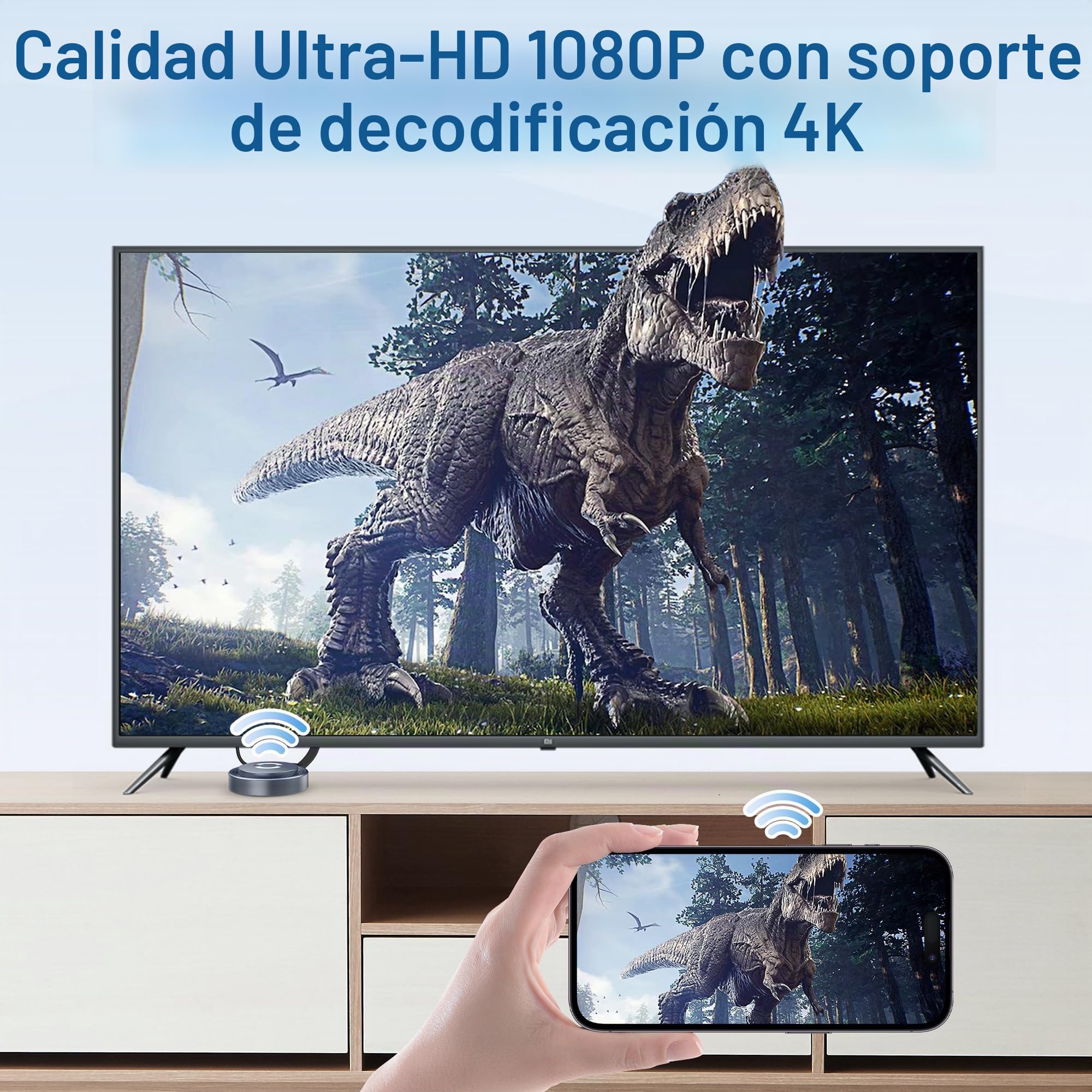 Miracast Wireless Hdmi Dongle Adapte, Hdmi Bluetooth Adapter Wi-Fi Dongle con Screen Mirror para Streaming de vídeo/Audio/Transferencia de Archivos Desde Ordenador portátil, PC, Smartphone a HDTV,