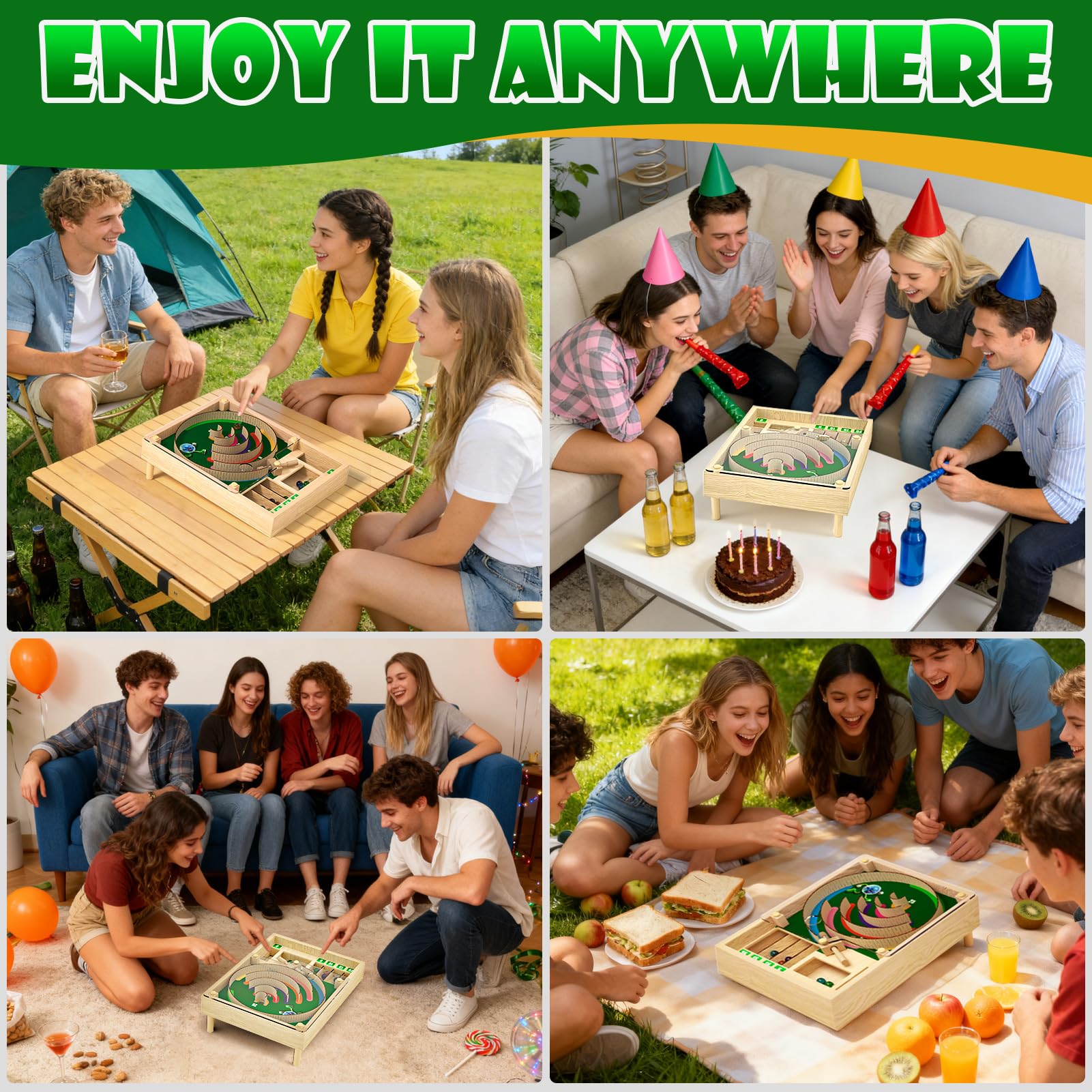 Uping Juegos de Mesa Niños 6 Años Juegos de Mesa Adulto, Juguetes de Habilidad con Canicas y Puntuación de Madera Regalo para Niño 6 Años o Más