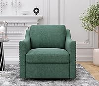 Vista 17 de HMFULE Silla de ocio moderna tapizada de terciopelo, silla giratoria con ruedas móviles y 3 almohadas para sala de estar (negro)