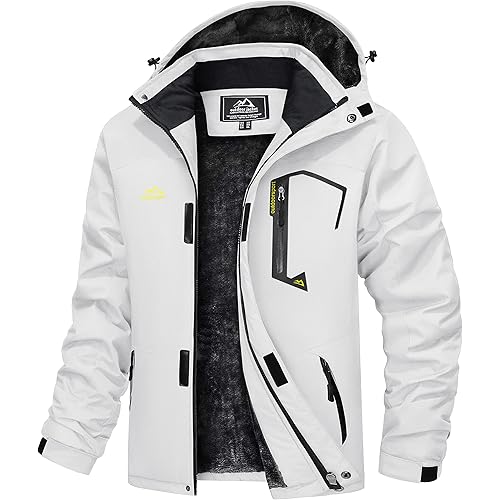 MAGCOMSEN Men's Winter Coats Waterproof Ski Snow Jacket Warm Fleece Jacket Parka Raincoats with Multi-Pockets