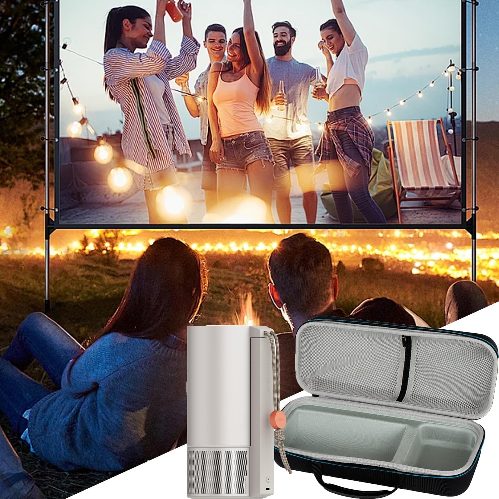 Funda de Transporte para XGIMI MoGo 3 Pro 1080P Mini proyector, Estuche de Viaje para MoGo 4 y Soporte Ajustable, Almacenamiento para el Mando a Distancia, Cargador y Otros Accesorios