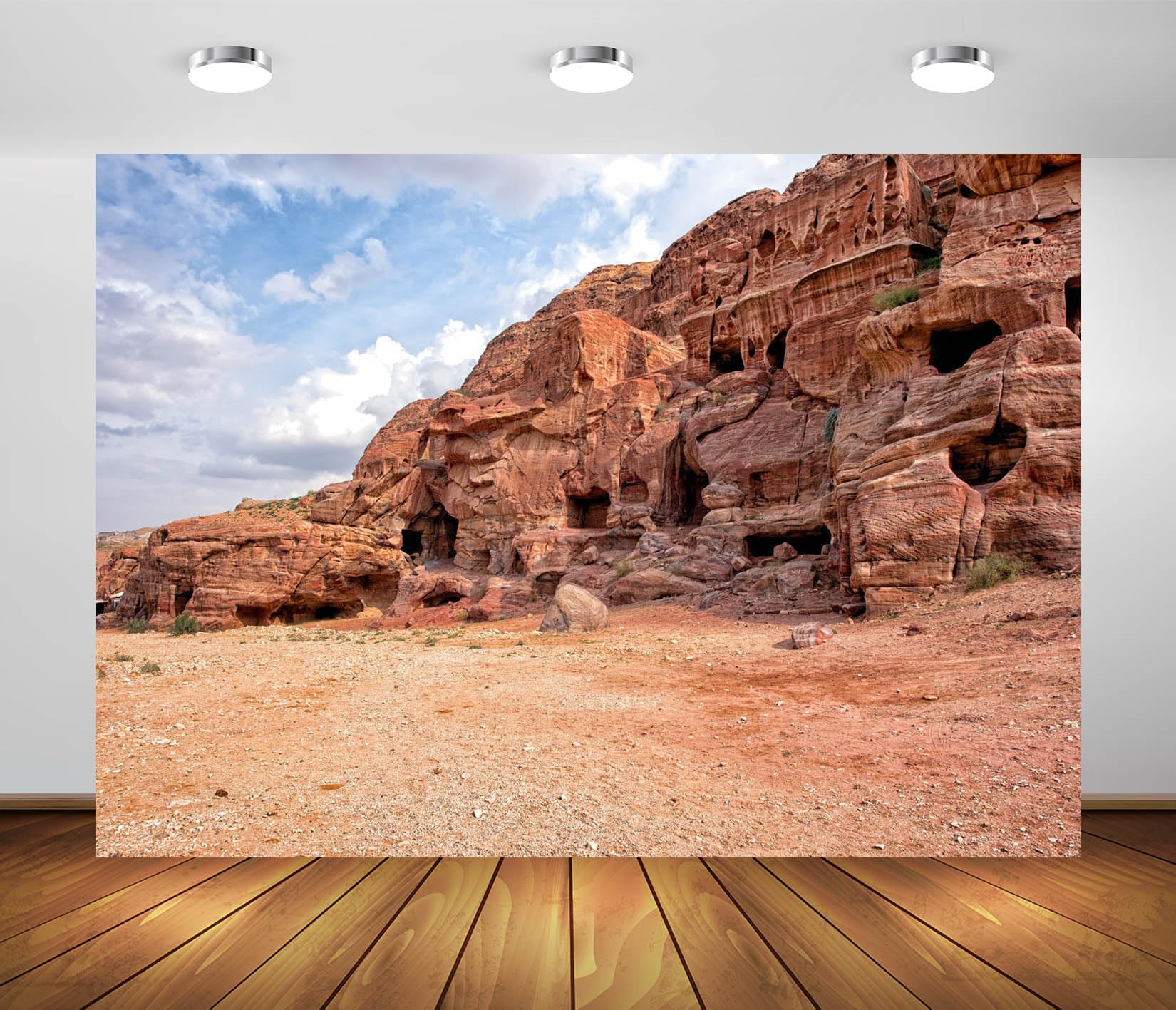 BELECO 7x5ft Fabric Ruins of Ancient City Petra Backdrop Stone City Historical Architecture Archeology, Jordan Kingdom Background for Themed Party