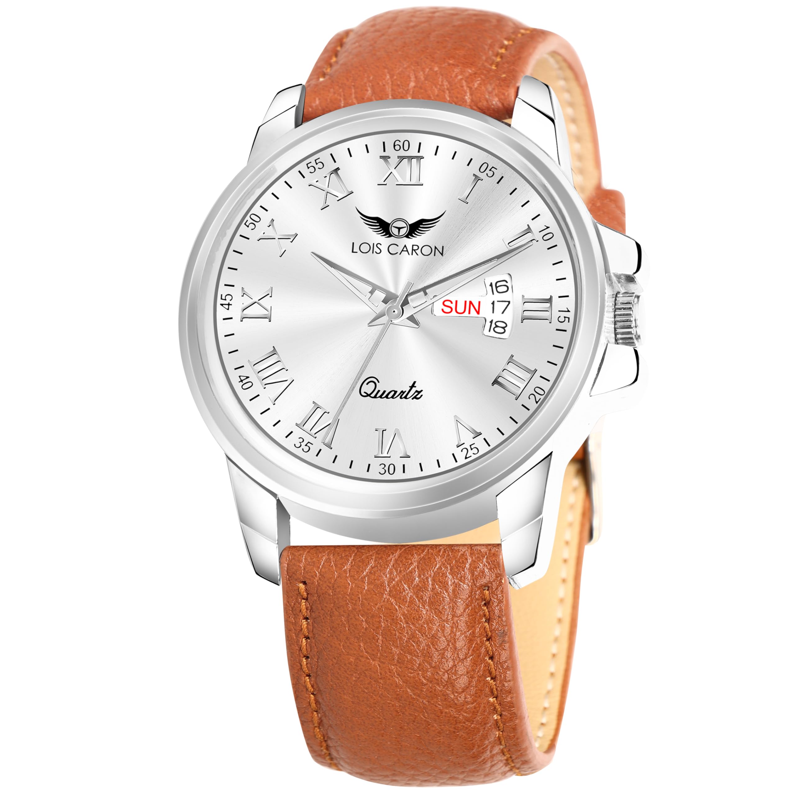 LOIS CARON Trending Day and Date Function Quartz Watch for Men and Boys – Ideal for College and Office-image-3