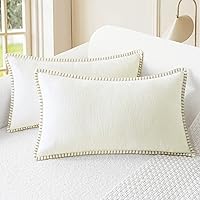 Vista 15 de CaliTime - Juego de 2 fundas de almohada decorativas de 16 x 16 pulgadas, con costuras en los bordes de hilo de algodón, chenilla suave teñida